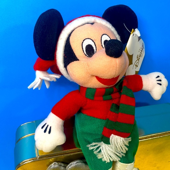DISNEY STORE EXCLUSIVE 1990’s CHRISTMAS HOLIDAY SKI MICKEY BEAN BAG PLUSH w/TAG - Picture 6 of 13